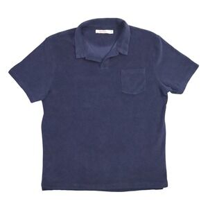 Birdwell Beach Britches Terry Cloth Polo Shirt Mens 3XL Navy Blue Short Sleeve